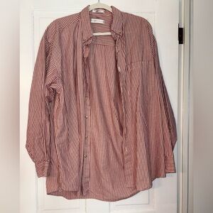 Geoffrey Beene Red and White Striped Shirt